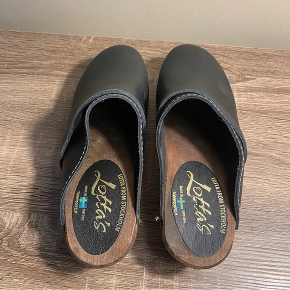 Lotta From Stockholm Black Leather Clogs - Picture 2 of 4